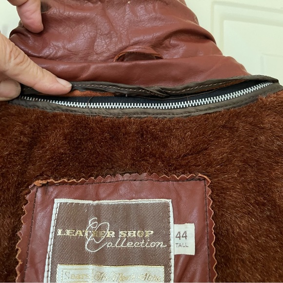 Vintage Sears Leather Shop 70s/80s Russet Leather coat w/zip out vest *EVC - Picture 14 of 16